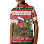 Aussie Rainbow Lorikeets Christmas Kid Polo Shirt Festive Knitted Pattern Inspired