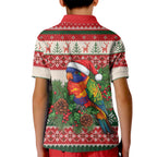 Aussie Rainbow Lorikeets Christmas Kid Polo Shirt Festive Knitted Pattern Inspired