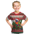 Aussie Rainbow Lorikeets Christmas Kid T Shirt Festive Knitted Pattern Inspired