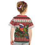Aussie Rainbow Lorikeets Christmas Kid T Shirt Festive Knitted Pattern Inspired