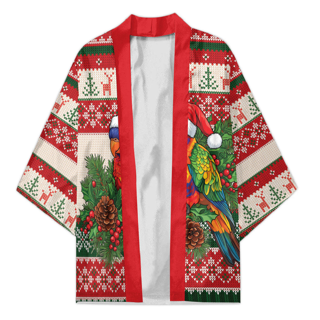 Aussie Rainbow Lorikeets Christmas Kimono Festive Knitted Pattern Inspired