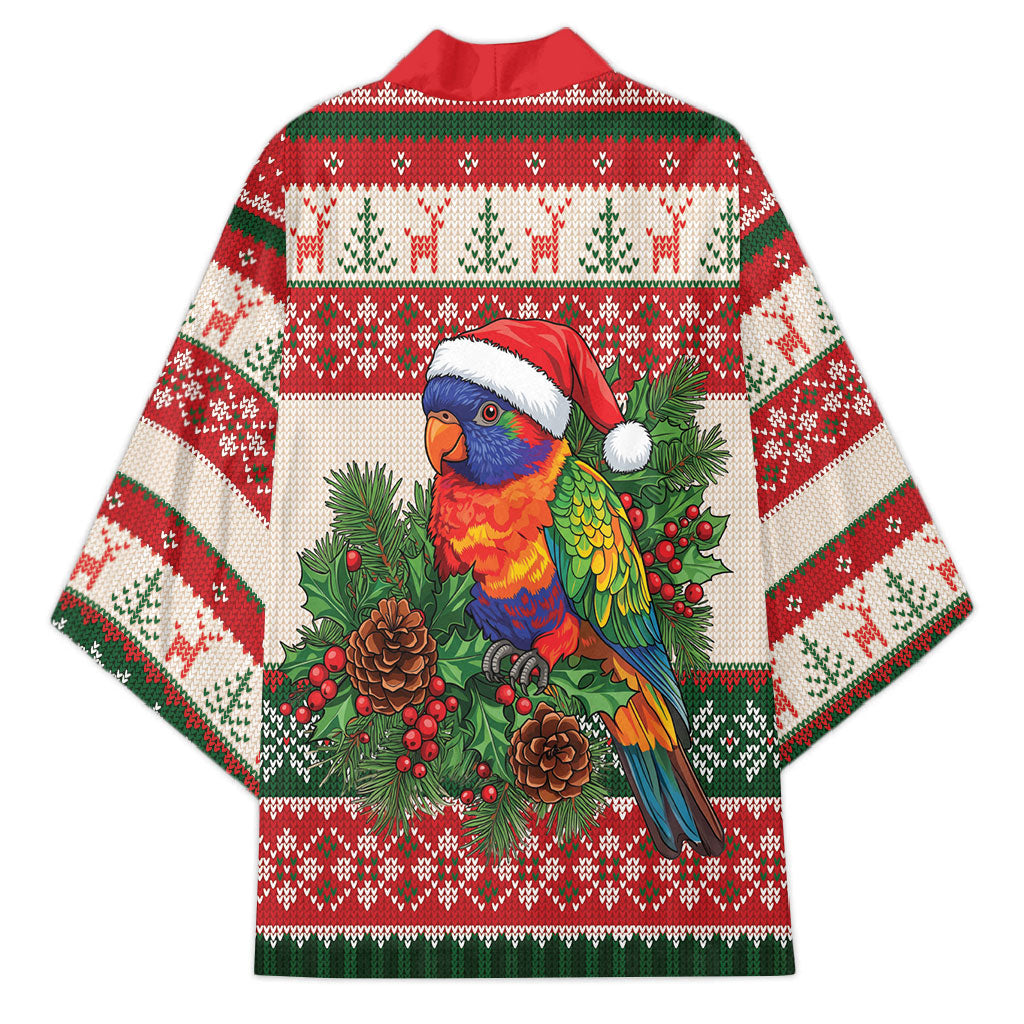 Aussie Rainbow Lorikeets Christmas Kimono Festive Knitted Pattern Inspired