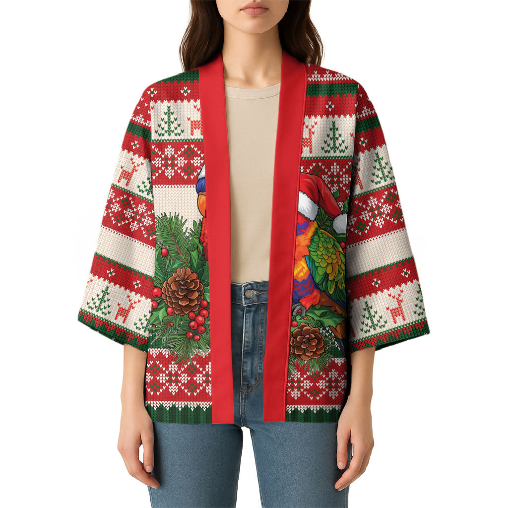 Aussie Rainbow Lorikeets Christmas Kimono Festive Knitted Pattern Inspired