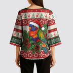 Aussie Rainbow Lorikeets Christmas Kimono Sleeve Blouse Festive Knitted Pattern Inspired