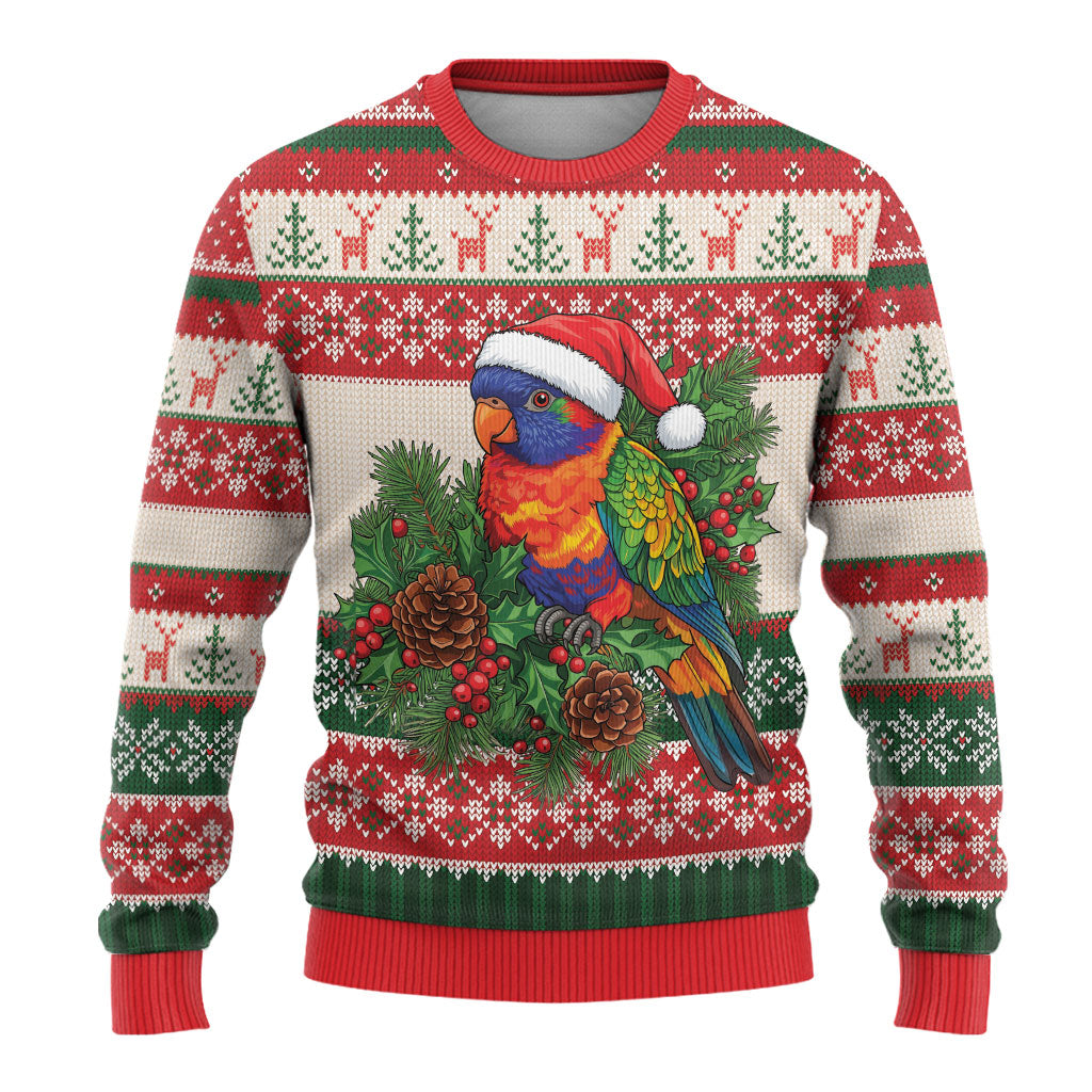 Aussie Rainbow Lorikeets Christmas Ugly Christmas Sweater Festive Knitted Pattern Inspired