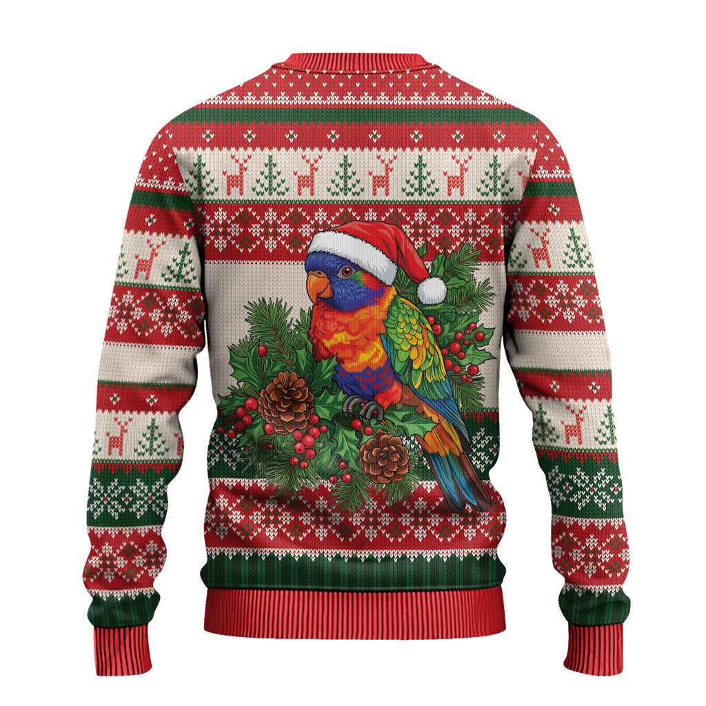 Aussie Rainbow Lorikeets Christmas Ugly Christmas Sweater Festive Knitted Pattern Inspired