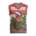Aussie Rainbow Lorikeets Christmas Knitted V-Neck Vest Festive Knitted Pattern Inspired