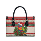 Aussie Rainbow Lorikeets Christmas Leather Bag Festive Knitted Pattern Inspired