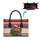 Aussie Rainbow Lorikeets Christmas Leather Bag Festive Knitted Pattern Inspired
