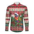 Aussie Rainbow Lorikeets Christmas Long Sleeve Button Shirt Festive Knitted Pattern Inspired