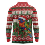 Aussie Rainbow Lorikeets Christmas Long Sleeve Polo Shirt Festive Knitted Pattern Inspired