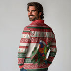 Aussie Rainbow Lorikeets Christmas Long Sleeve Polo Shirt Festive Knitted Pattern Inspired