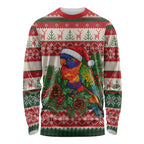 Aussie Rainbow Lorikeets Christmas Long Sleeve Shirt Festive Knitted Pattern Inspired