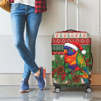 Aussie Rainbow Lorikeets Christmas Luggage Cover Festive Knitted Pattern Inspired