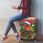 Aussie Rainbow Lorikeets Christmas Luggage Cover Festive Knitted Pattern Inspired