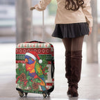Aussie Rainbow Lorikeets Christmas Luggage Cover Festive Knitted Pattern Inspired