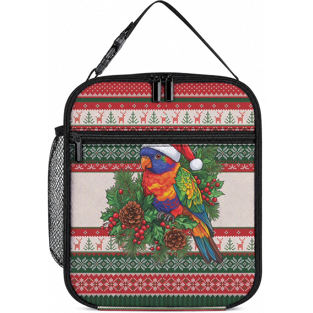 Aussie Rainbow Lorikeets Christmas Lunch Bag Festive Knitted Pattern Inspired