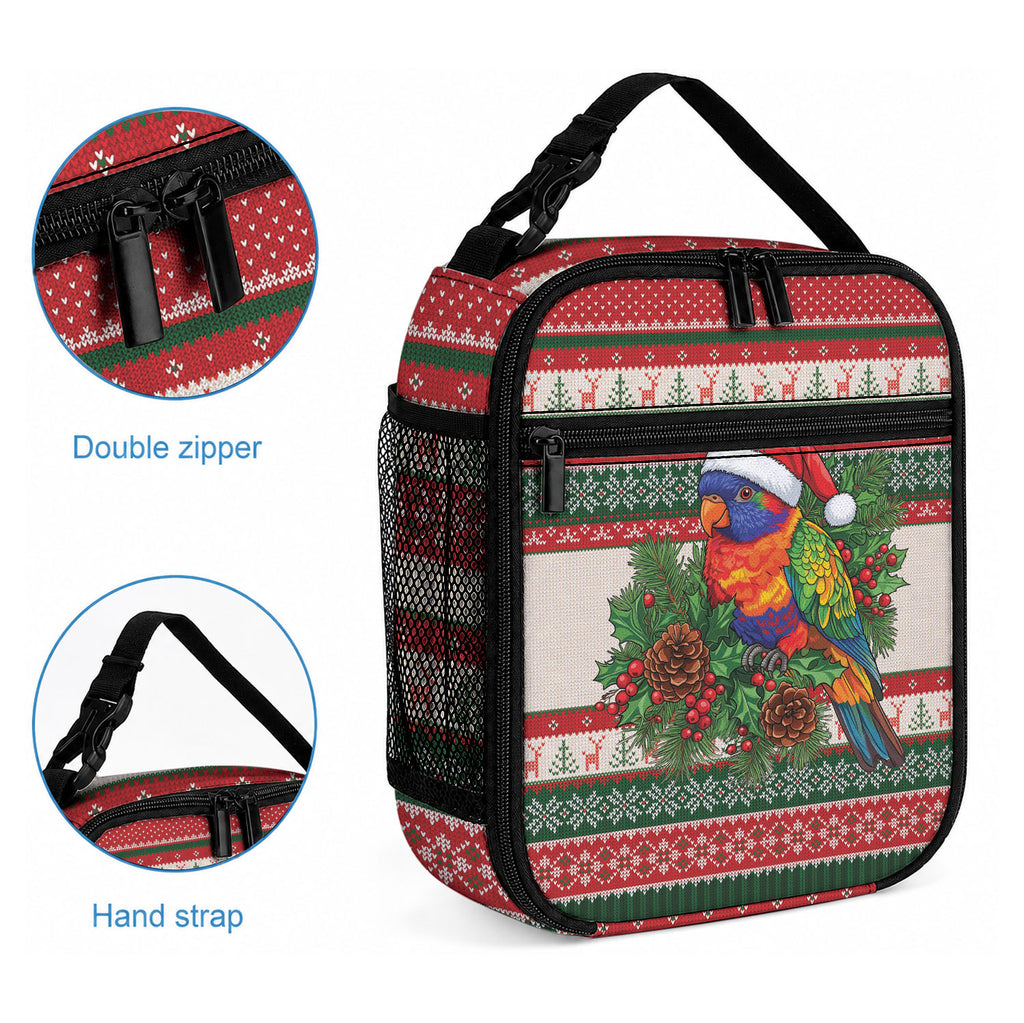 Aussie Rainbow Lorikeets Christmas Lunch Bag Festive Knitted Pattern Inspired