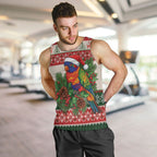 Aussie Rainbow Lorikeets Christmas Men Tank Top Festive Knitted Pattern Inspired