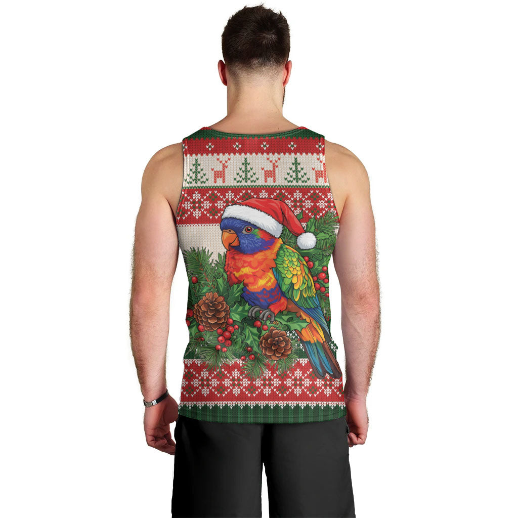 Aussie Rainbow Lorikeets Christmas Men Tank Top Festive Knitted Pattern Inspired