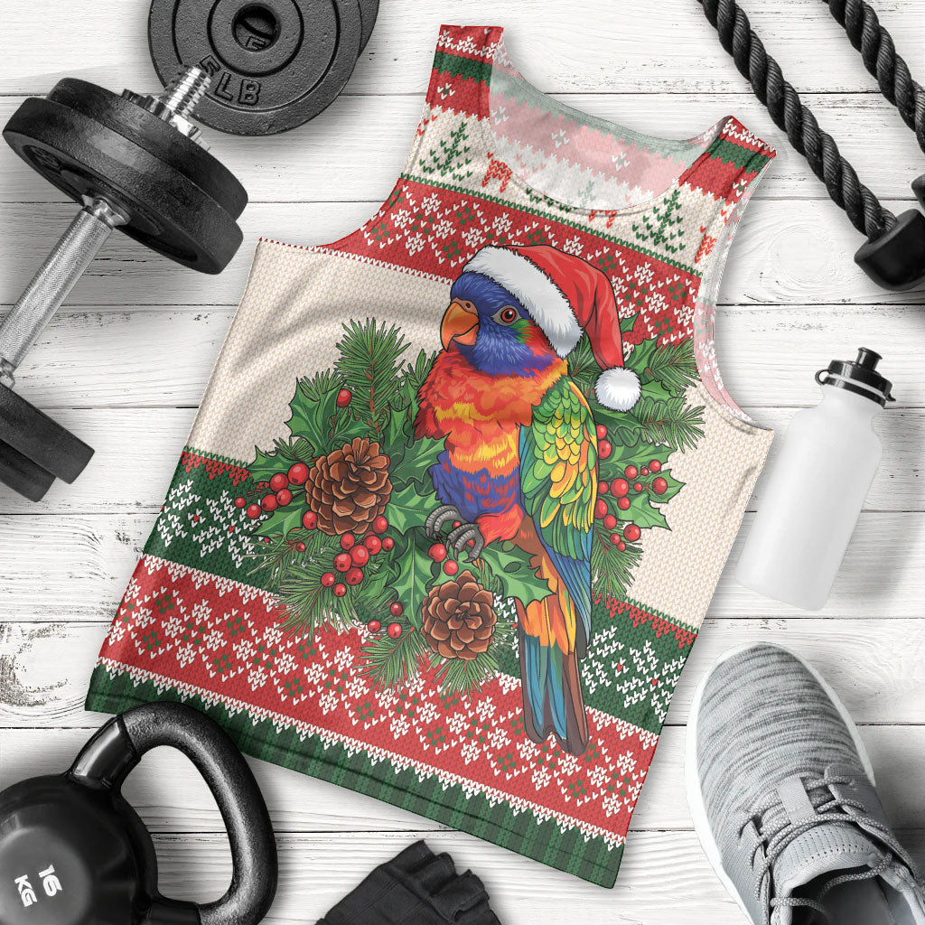 Aussie Rainbow Lorikeets Christmas Men Tank Top Festive Knitted Pattern Inspired