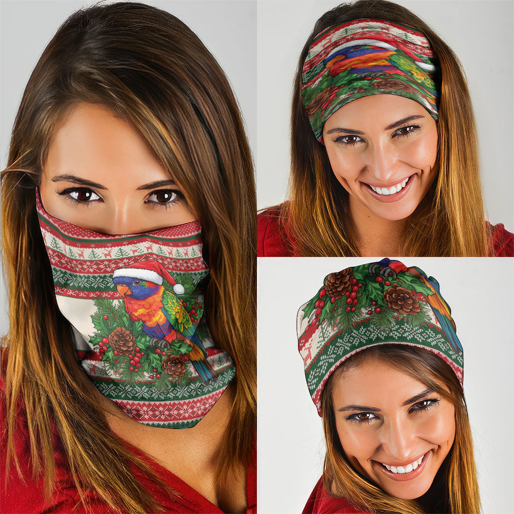 Aussie Rainbow Lorikeets Christmas Neck Gaiter Festive Knitted Pattern Inspired
