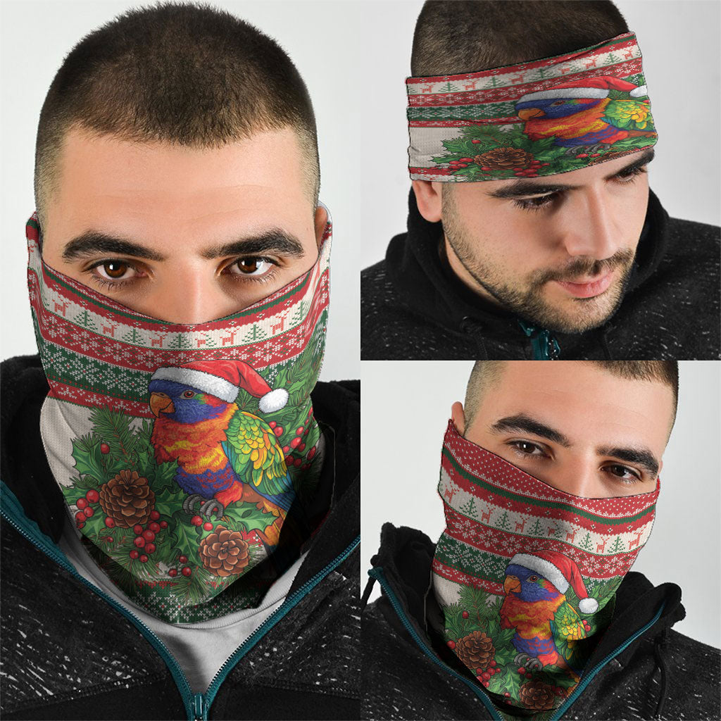 Aussie Rainbow Lorikeets Christmas Neck Gaiter Festive Knitted Pattern Inspired