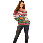 Aussie Rainbow Lorikeets Christmas Off Shoulder Sweater Festive Knitted Pattern Inspired