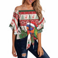 Aussie Rainbow Lorikeets Christmas Off Shoulder Wrap Waist Top Festive Knitted Pattern Inspired