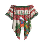 Aussie Rainbow Lorikeets Christmas Off Shoulder Wrap Waist Top Festive Knitted Pattern Inspired