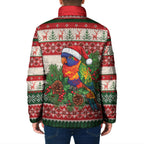 Aussie Rainbow Lorikeets Christmas Padded Jacket Festive Knitted Pattern Inspired