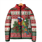 Aussie Rainbow Lorikeets Christmas Padded Jacket Festive Knitted Pattern Inspired