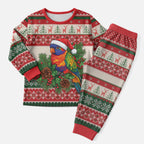 Aussie Rainbow Lorikeets Christmas Pajama Set Festive Knitted Pattern Inspired