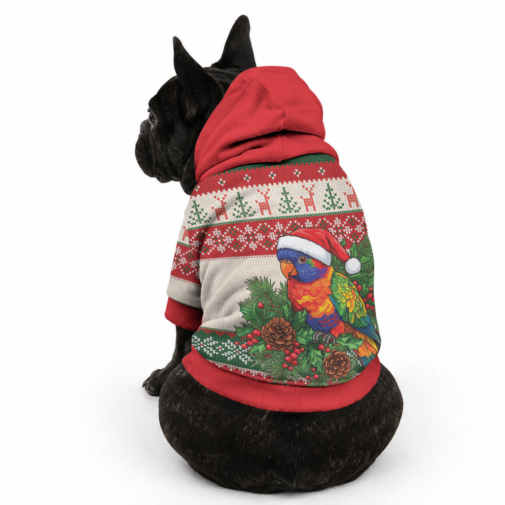 Aussie Rainbow Lorikeets Christmas Pet Hoodie Festive Knitted Pattern Inspired