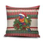 Aussie Rainbow Lorikeets Christmas Pillow Cover Festive Knitted Pattern Inspired