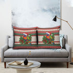 Aussie Rainbow Lorikeets Christmas Pillow Cover Festive Knitted Pattern Inspired