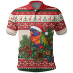 Aussie Rainbow Lorikeets Christmas Polo Shirt Festive Knitted Pattern Inspired