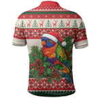 Aussie Rainbow Lorikeets Christmas Polo Shirt Festive Knitted Pattern Inspired