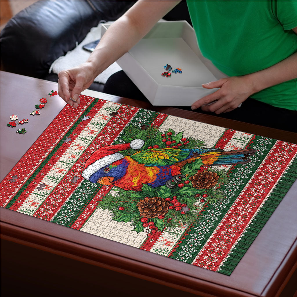 Aussie Rainbow Lorikeets Christmas Puzzle Festive Knitted Pattern Inspired