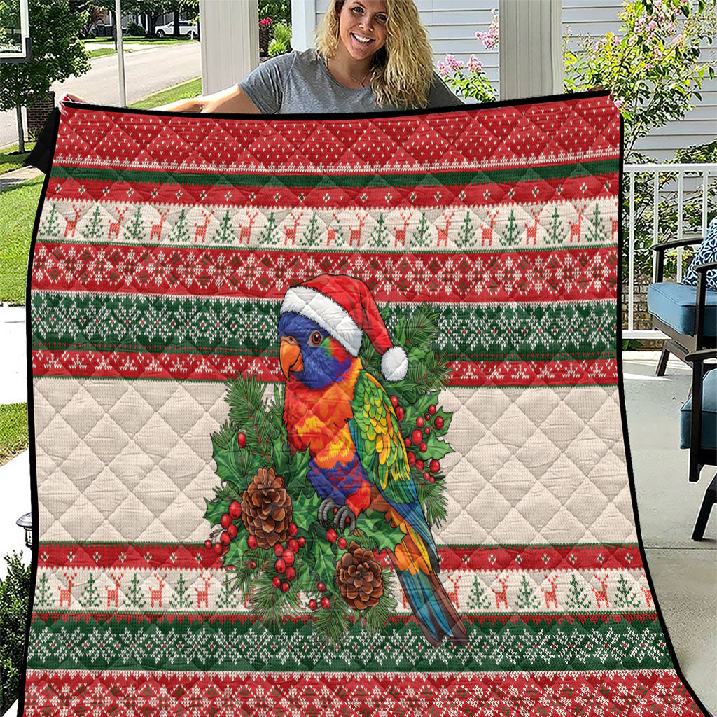 Aussie Rainbow Lorikeets Christmas Quilt Festive Knitted Pattern Inspired