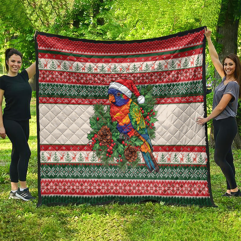 Aussie Rainbow Lorikeets Christmas Quilt Festive Knitted Pattern Inspired