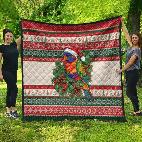 Aussie Rainbow Lorikeets Christmas Quilt Festive Knitted Pattern Inspired