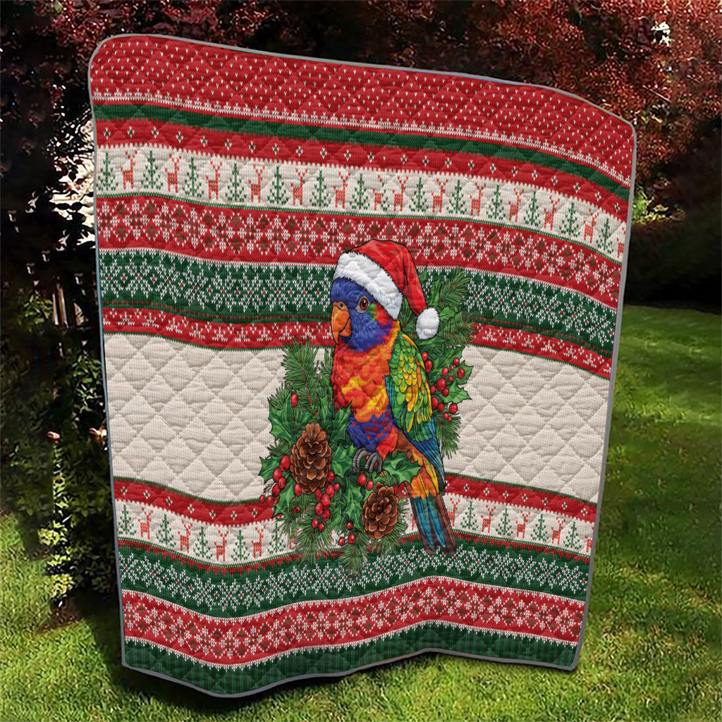Aussie Rainbow Lorikeets Christmas Quilt Festive Knitted Pattern Inspired