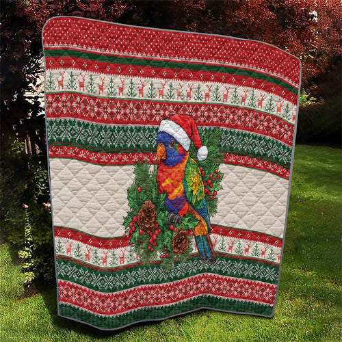 Aussie Rainbow Lorikeets Christmas Quilt Festive Knitted Pattern Inspired