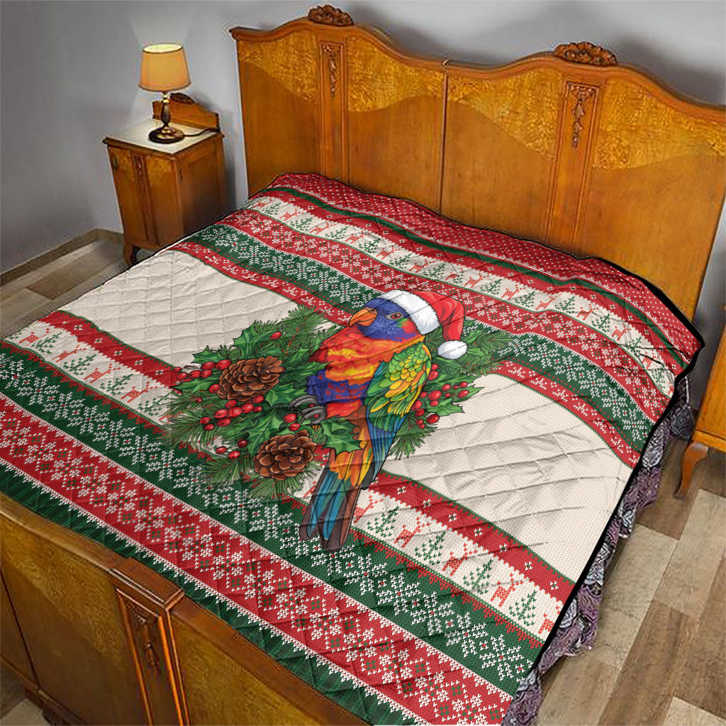 Aussie Rainbow Lorikeets Christmas Quilt Festive Knitted Pattern Inspired