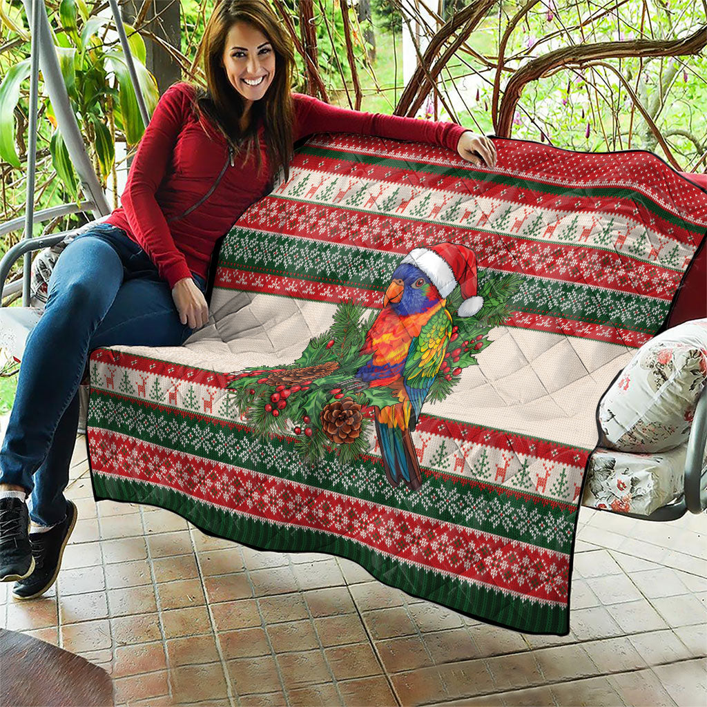 Aussie Rainbow Lorikeets Christmas Quilt Festive Knitted Pattern Inspired