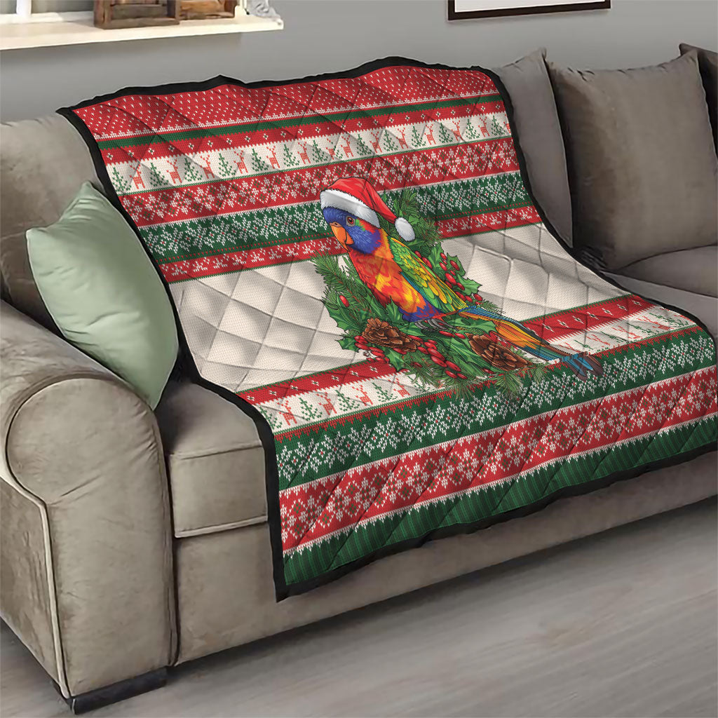 Aussie Rainbow Lorikeets Christmas Quilt Festive Knitted Pattern Inspired