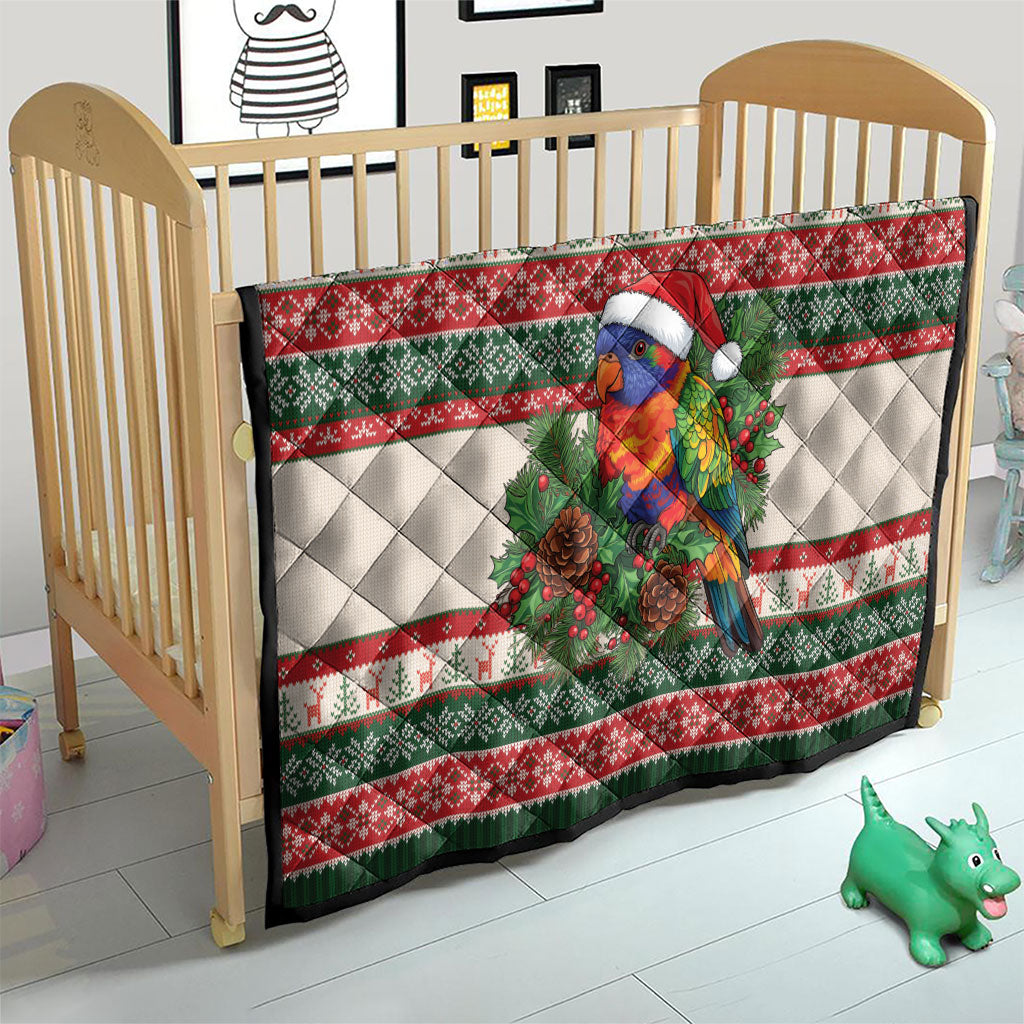 Aussie Rainbow Lorikeets Christmas Quilt Festive Knitted Pattern Inspired