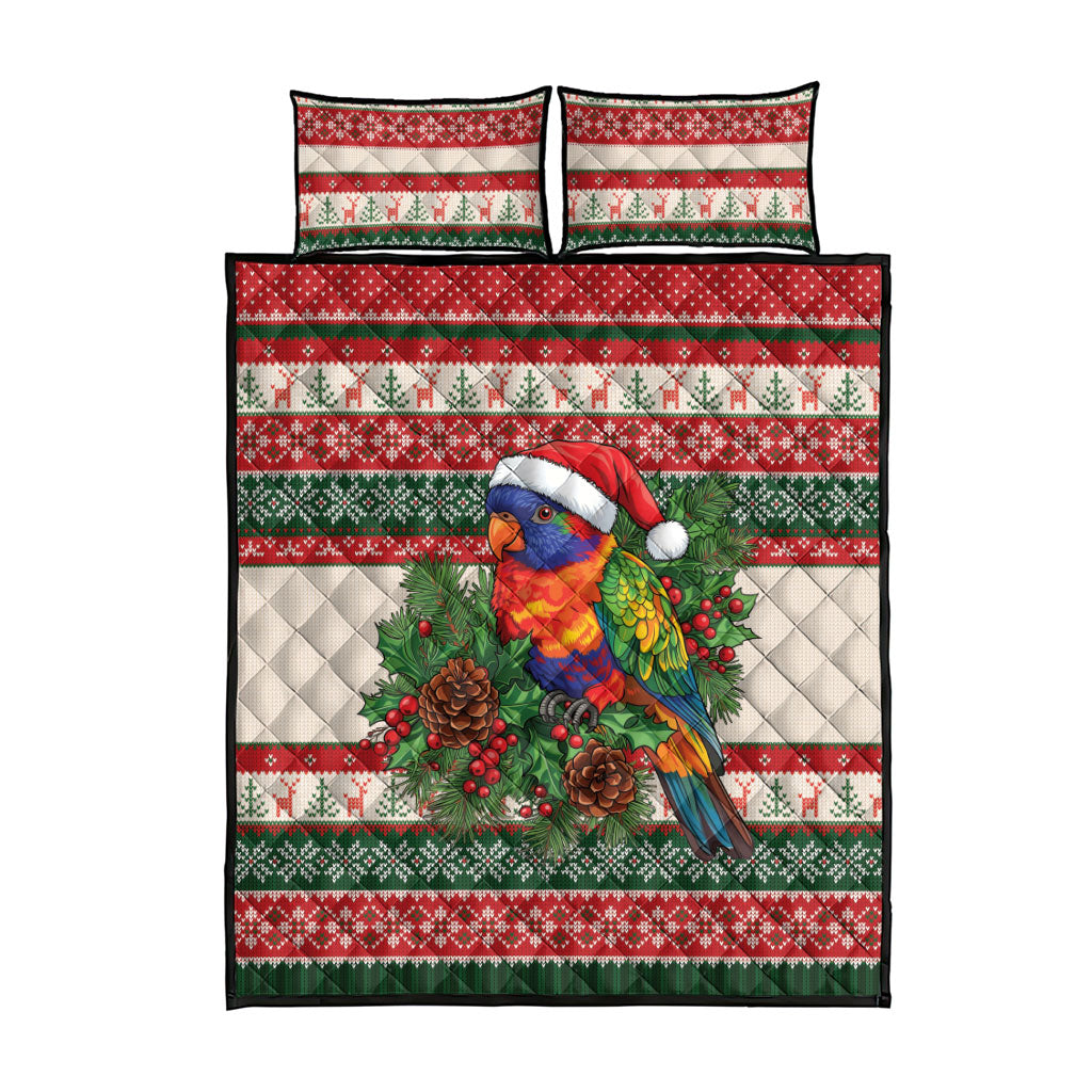 Aussie Rainbow Lorikeets Christmas Quilt Bed Set Festive Knitted Pattern Inspired