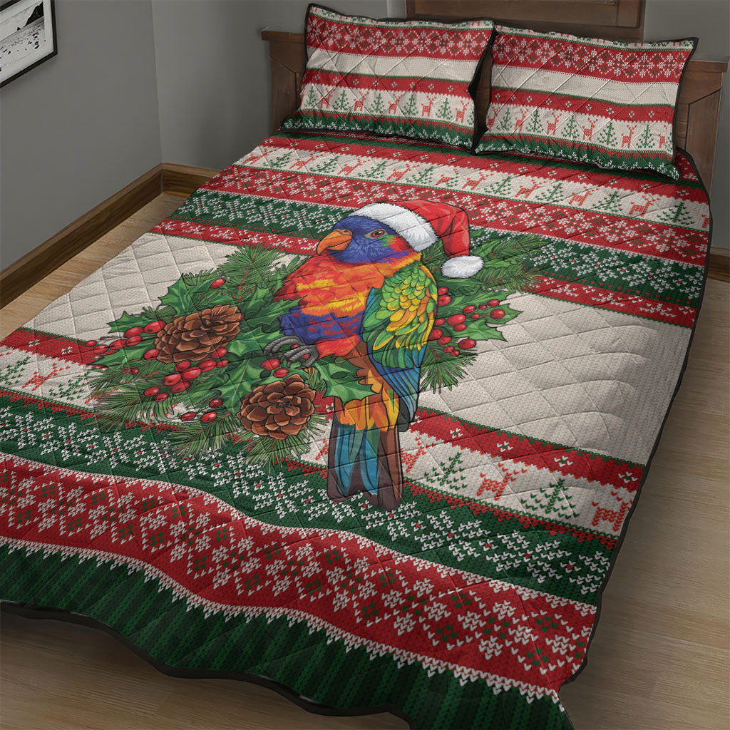 Aussie Rainbow Lorikeets Christmas Quilt Bed Set Festive Knitted Pattern Inspired